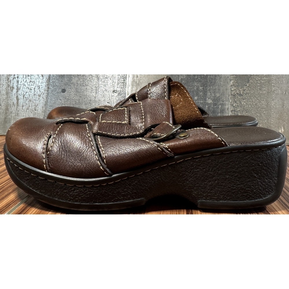 MIA Womens‎ 8.5 Brown Leather Fisherman Clog Sandals Wedge Platform Brazil - Picture 3 of 11